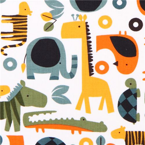 white zebra giraffe jungle animal fabric Timeless Treasures Fabric by ...