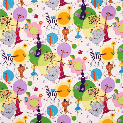 white zoo animal fabric by Alexander Henry USA 2