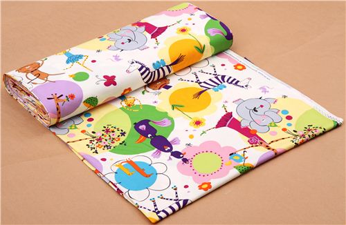 white zoo animal fabric by Alexander Henry USA 3