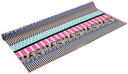 wide bird stripe echino poplin fabric gara black pink 3