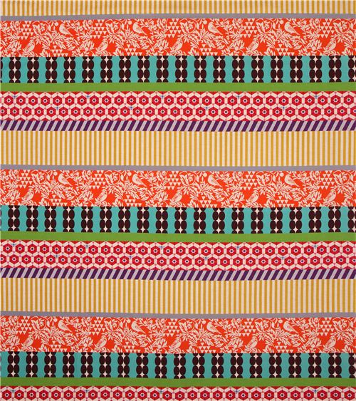 wide bird stripe echino poplin fabricgara orange yellow 2