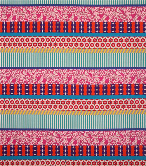 wide bird stripe echino poplin fabricgara pink orange 2
