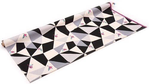 wide mosaic echino poplin fabric black bird triangle 3