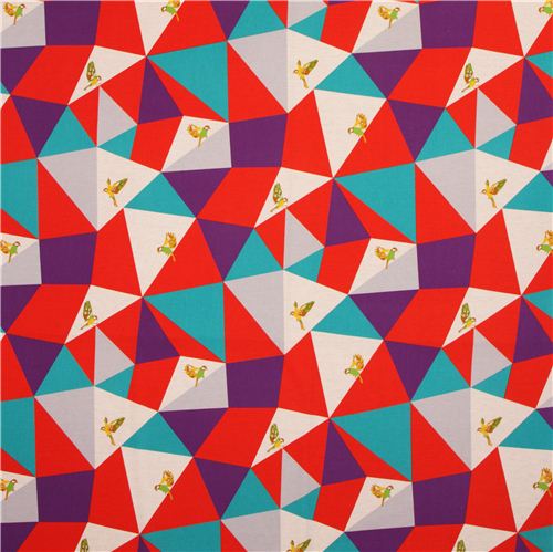 wide mosaic echino poplin fabric red bird triangle 2