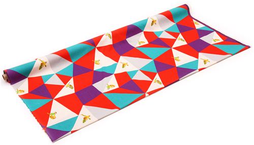 wide mosaic echino poplin fabric red bird triangle 3