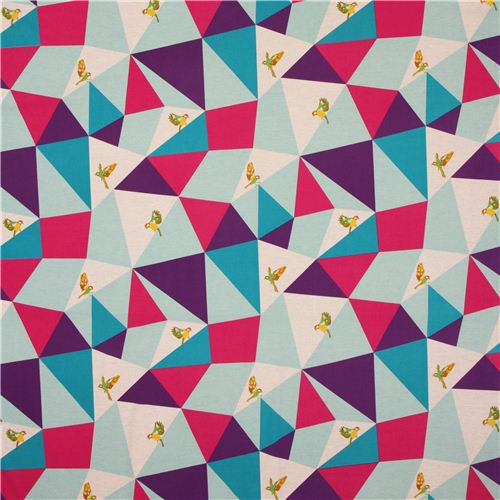wide mosaic echino poplin fabric turquoise bird triangle 2