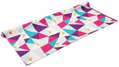 wide mosaic echino poplin fabric turquoise bird triangle 3