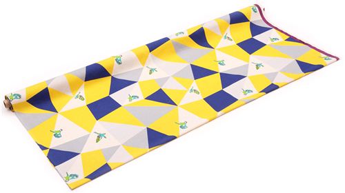 wide mosaic echino poplin fabric yellow bird triangle 3