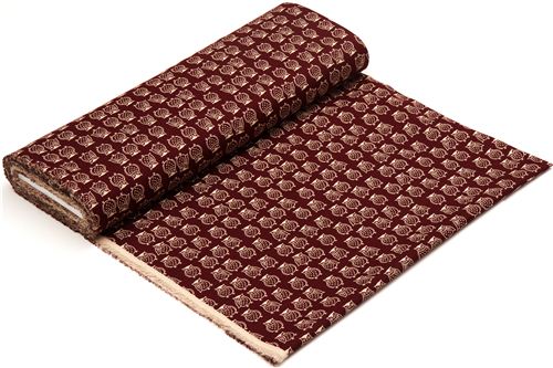 wine red structured owl fabric by Cosmo from Japan 3
