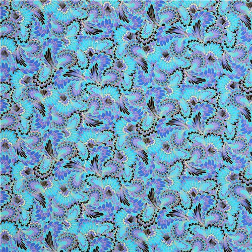 Remnant 45 cm - wings fabric Timeless Treasures Palazzo Peacock 2