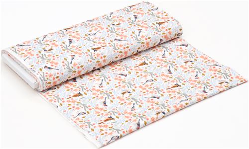 winter bird fabric by Dear Stella in white 3