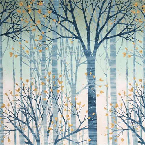 winter forest mist gold fabric Sound of the Woods by Robert Kaufman