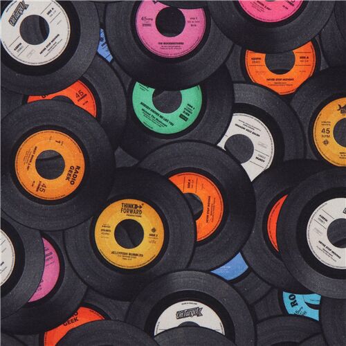 woven fabric colorful retro vinyl records - modeS4u