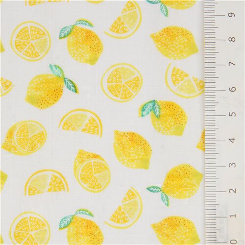 Remnant (47 x 112 cm) - yellow lemon Dear Stella fabric in white 2