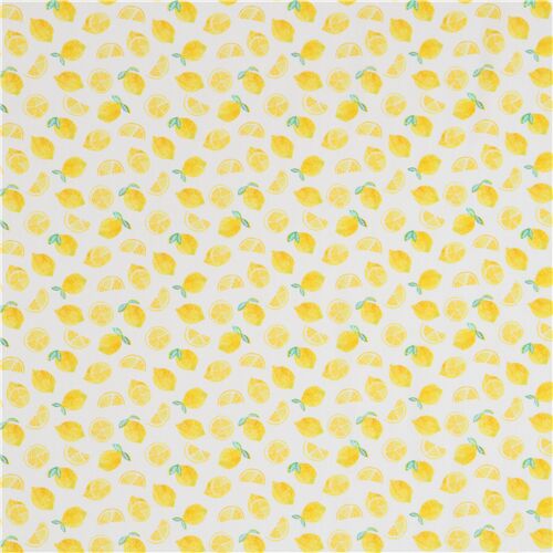 yellow lemon Dear Stella fabric in white - modeS4u