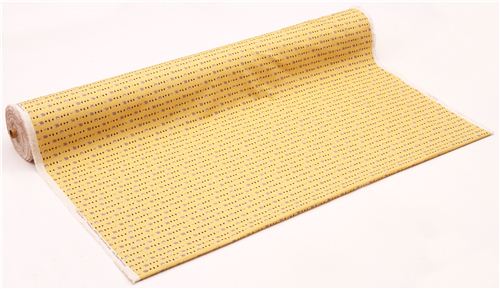 yellow Canvas hedgehog acorn fabric by Kokka from Japan 3