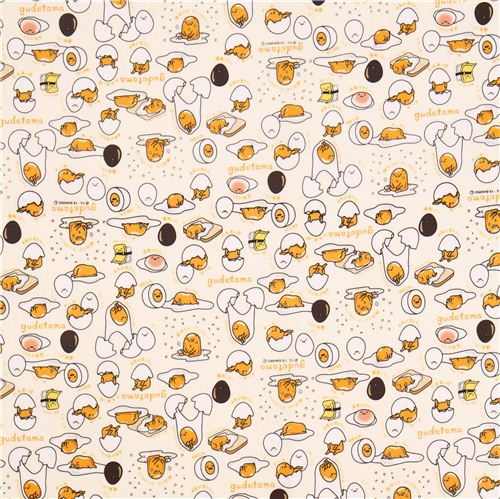 yellow Gudetama lazy egg laminate fabric from Sanrio Japan 2