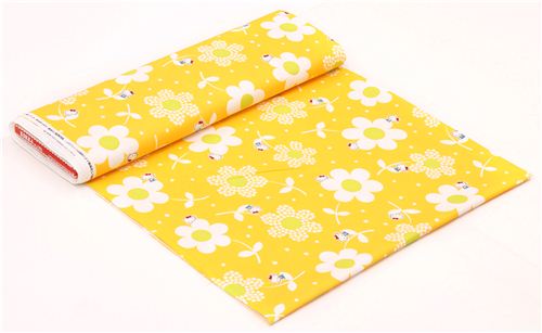 yellow Hello Kitty dandelion flower fabric by Kokka  3