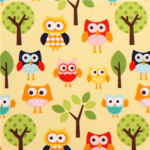 yellow Lazy Owls owl flannel fabric Lazy Day Fabric by Riley Blake