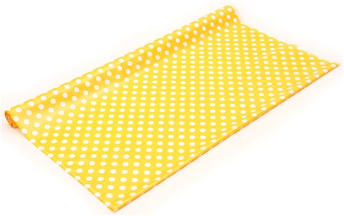 yellow Riley Blake polka dot laminate fabric white dots 4