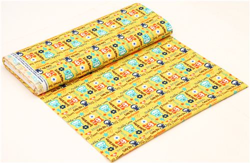 yellow Skelanimals animal skeleton fabric sweet words USA 4