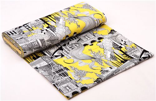 yellow Smoke Stack City retro fabric by Alexander Henry USA Fabric by ...