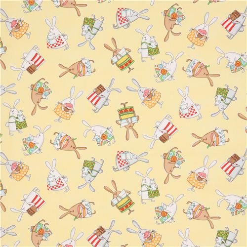 yellow Timeless Treasures  fabric baking bunny 2