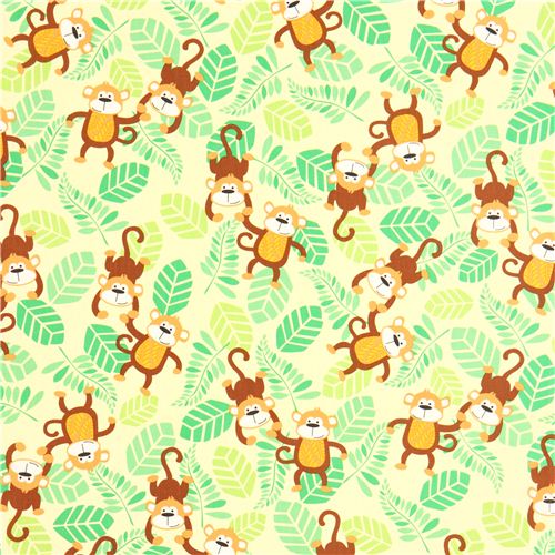 yellow Timeless Treasures jungle monkey animal fabric - modeS4u