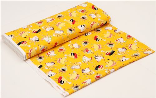 yellow animal fabric with cooking chicken Timeless Treasures 3