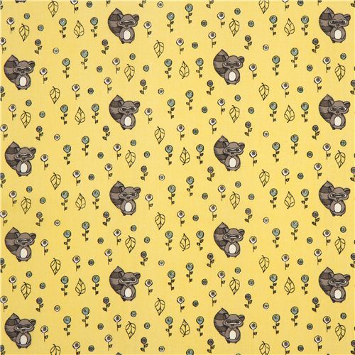 yellow birch raccoon organic fabric from the USA 2