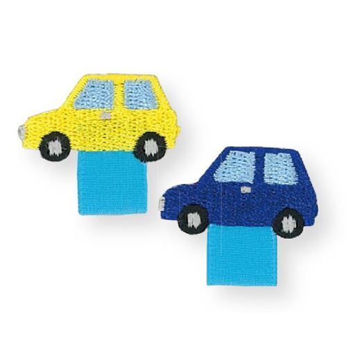 yellow blue car iron-on tag transfer sheet 2 piece