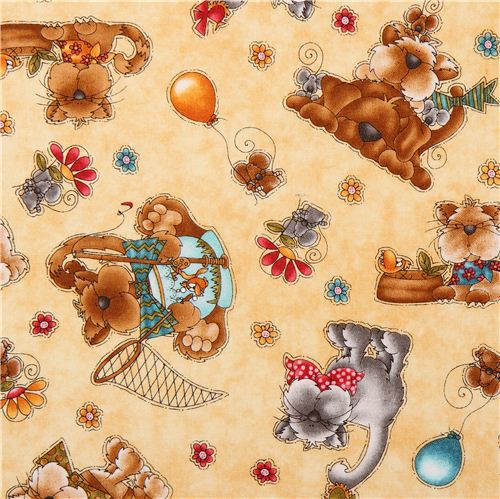 yellow cat tomacat fabric from the USA Kitty Kat Kapers 1