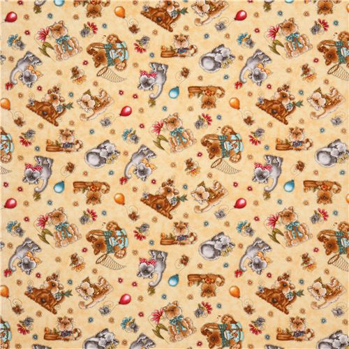 yellow cat tomacat fabric from the USA Kitty Kat Kapers 2