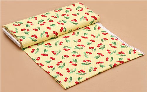 yellow cherry polka dot fabric Cherry Dot by Michael Miller 3