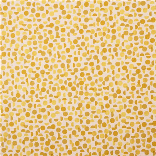 yellow circle & semicircle pattern Geo Canvas fabric 'Monochrome' Kokka ...