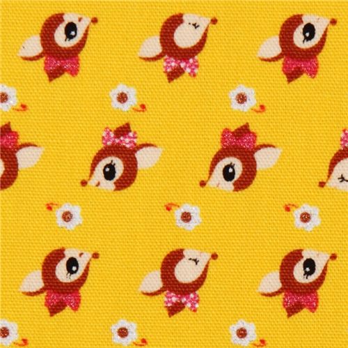yellow deer Kokka oxford cloth fabric kawaii Japan 1