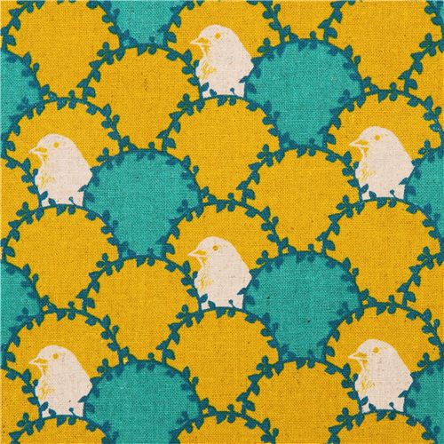 yellow echino arc canvas fabric bird wave fish scale 1