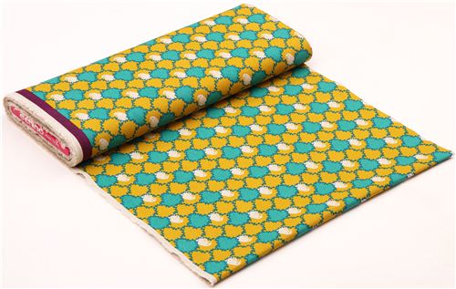 yellow echino arc canvas fabric bird wave fish scale 3
