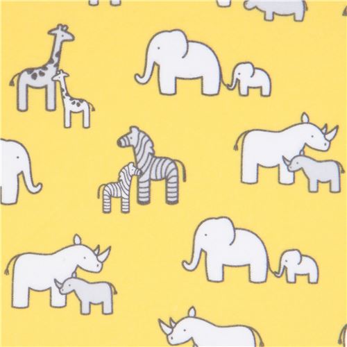 yellow flannel Robert Kaufman elephant giraffe animal fabric Little