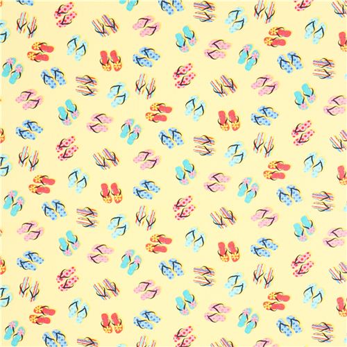 yellow flip flop Timeless Treasures fabric from the USA Fabric by