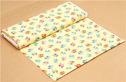 yellow flip flop Timeless Treasures fabric from the USA 3