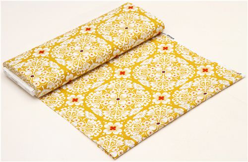 yellow flower fabric with flower ornaments Michael Miller 3