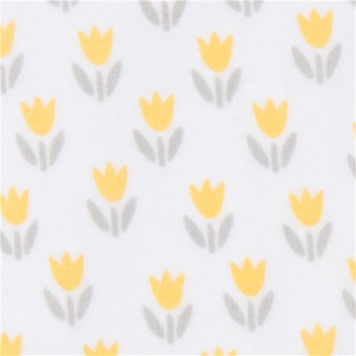 Tissu en flanelle Robert Kaufman blanc, petites fleurs jaunes, Cozy Cotton Tissu