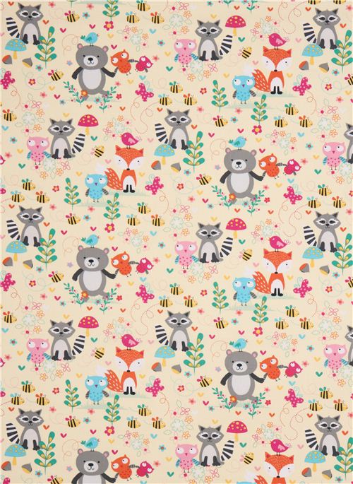 yellow forest animal flower fabric Woodland ScenicTimeless Treasures USA 3