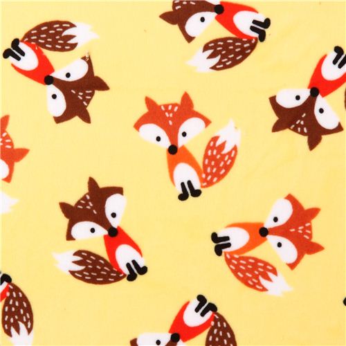 yellow fox minky fabric fleece plush Timeless Treasures 2