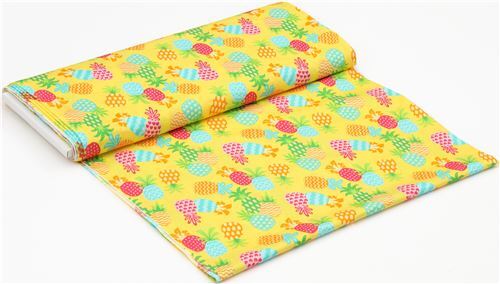 Resto de (35 x 112 cm) - Tela amarilla de frutas con pi�a anan�s de colores de Trans-Pacific Textile 6