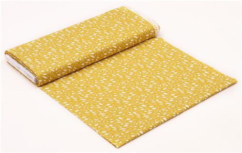yellow green 'Swish' leaves Cloud 9 organic cotton fabric 3