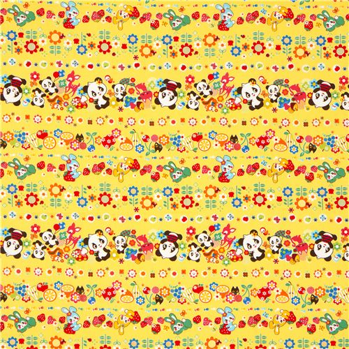 yellow kawaii animal fabric strawberry by Cosmo from Japan 2