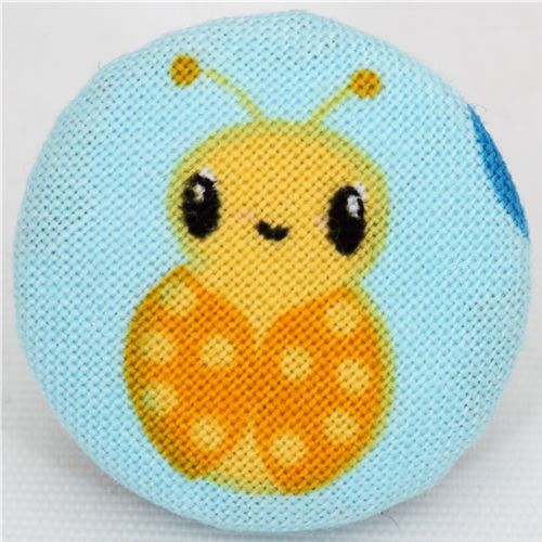 yellow ladybird button Robert Kaufman fabric button 1
