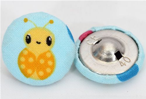 yellow ladybird button Robert Kaufman fabric button 2